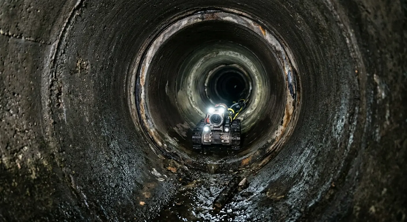 Robotic sewer camera inspecting pipe interior for Sewer Line Cleaning in Dowagiac